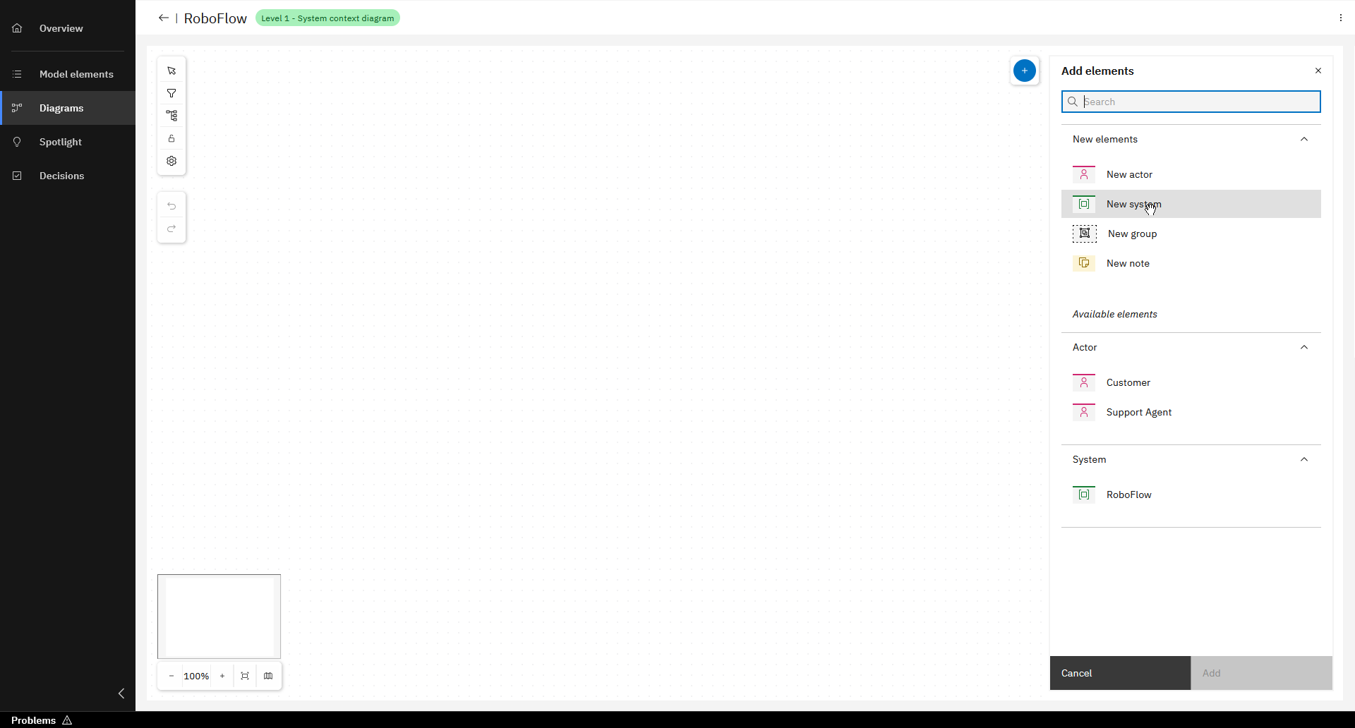 Add model element Screenshot 1