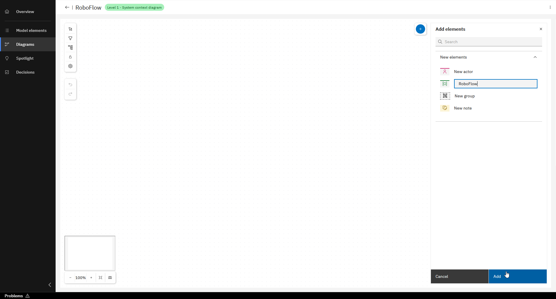 Add model element Screenshot 2