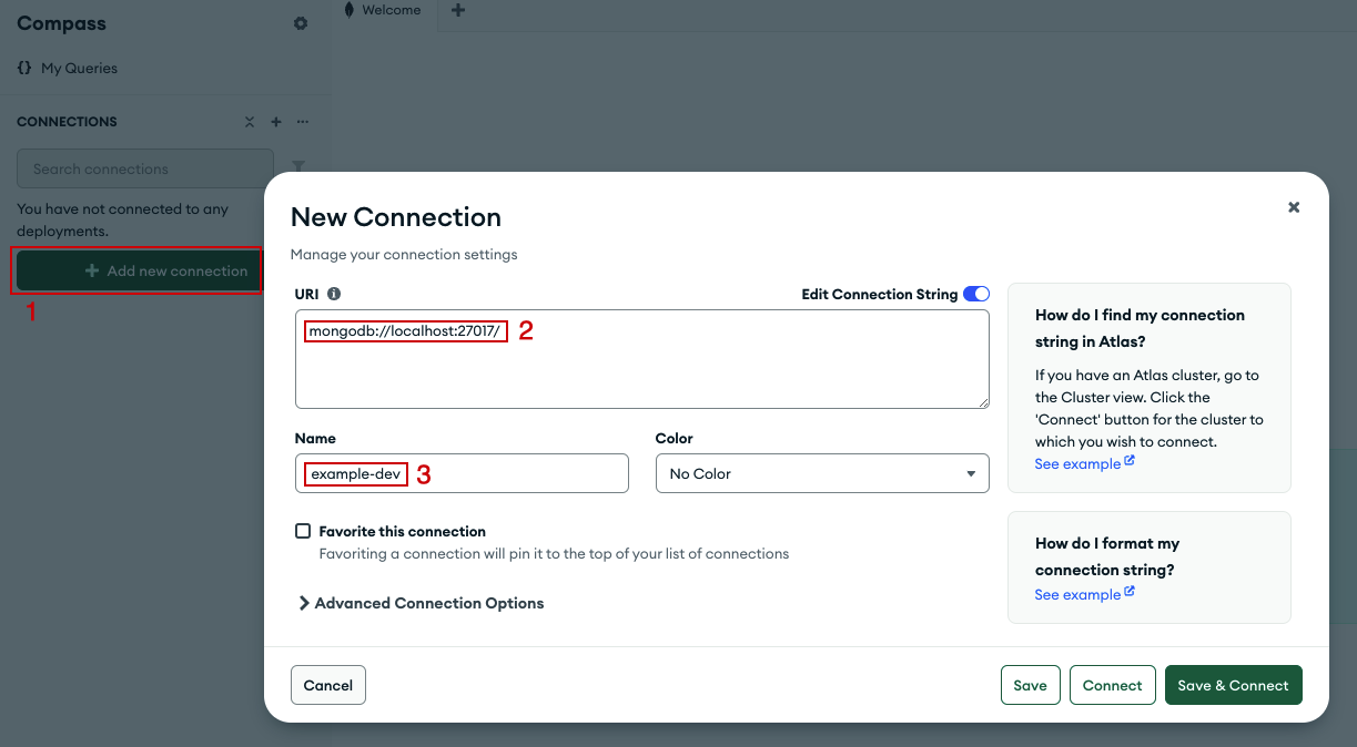 Create new MongoDB connection