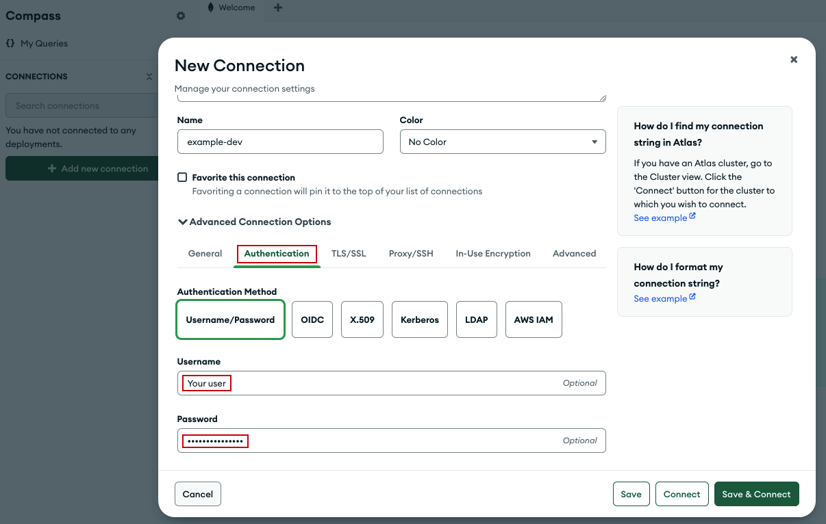 Edit new created connection
