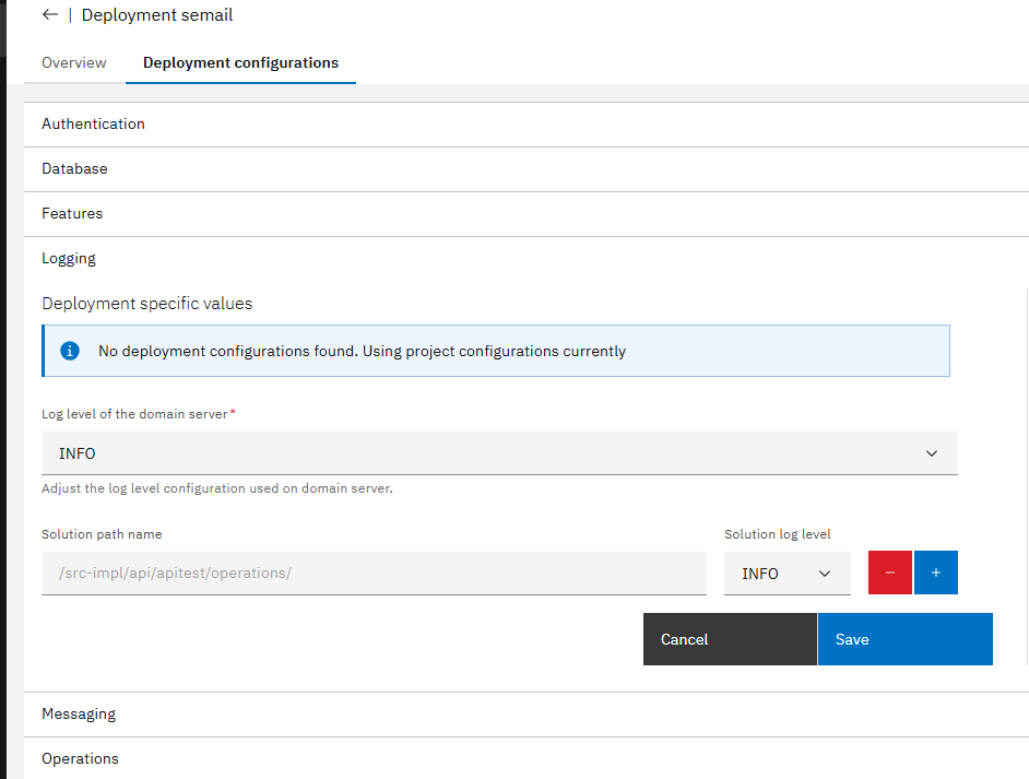 Deployment Log Level