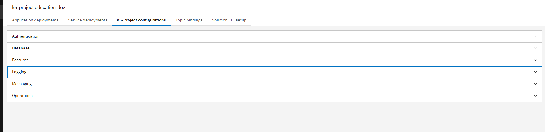 k5 Project Configuration