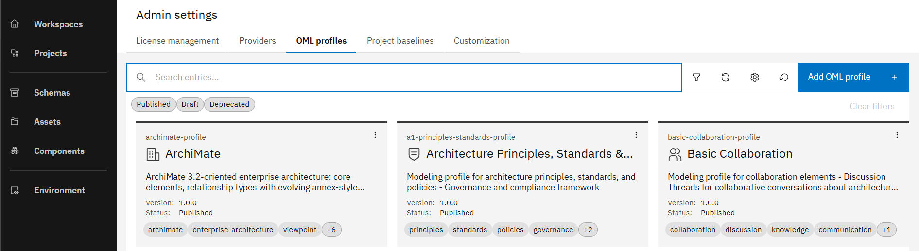 Upload OML Profile to the Workbench 2