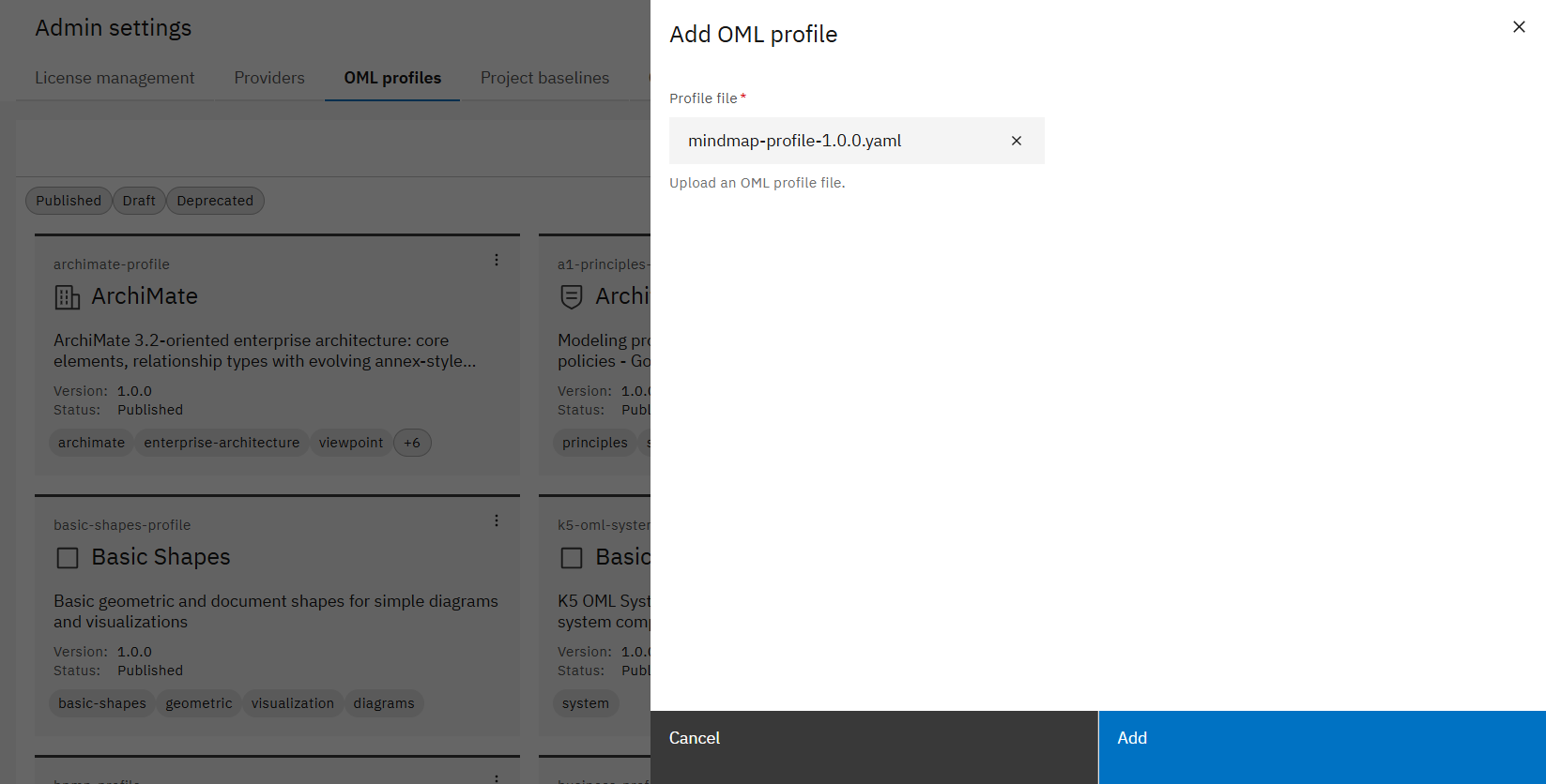 Upload OML Profile to the Workbench 4