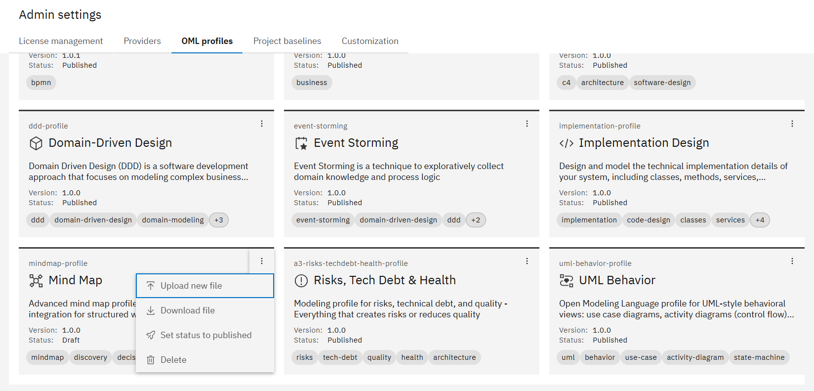 Upload OML Profile to the Workbench 5