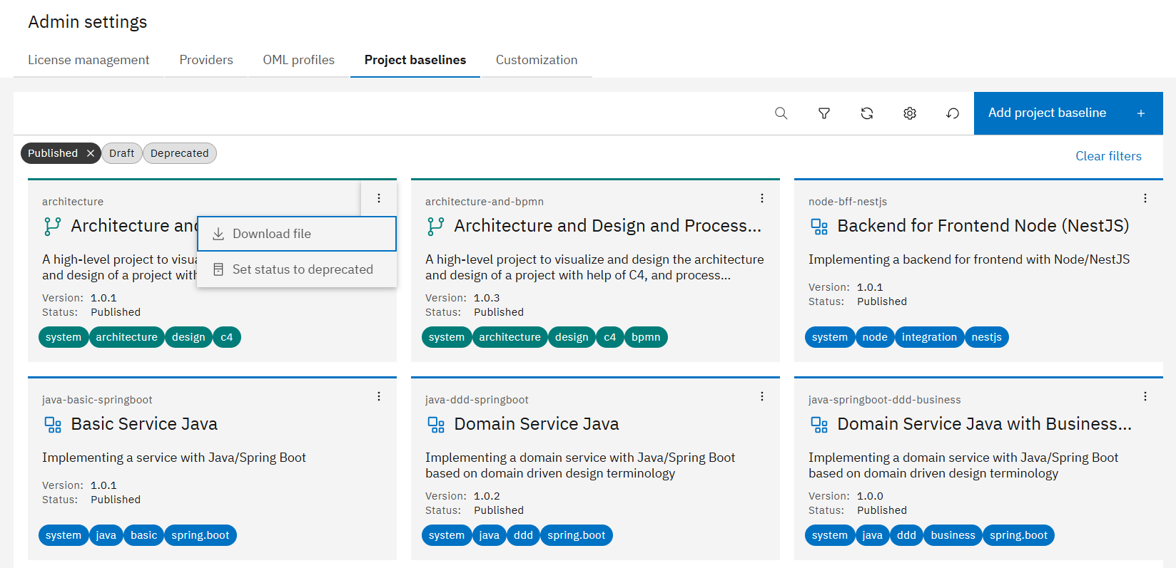 Download Project Baseline from the Workbench 3