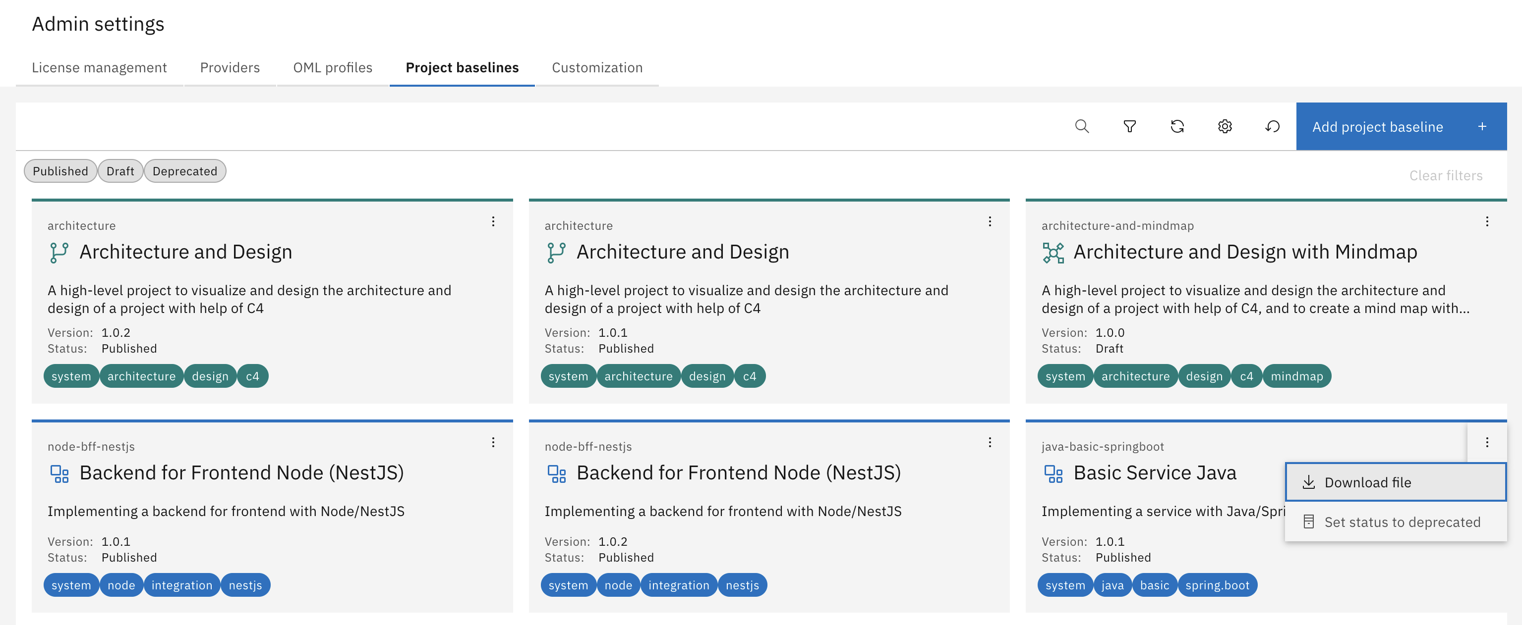 Download Project Baseline from the Workbench 3