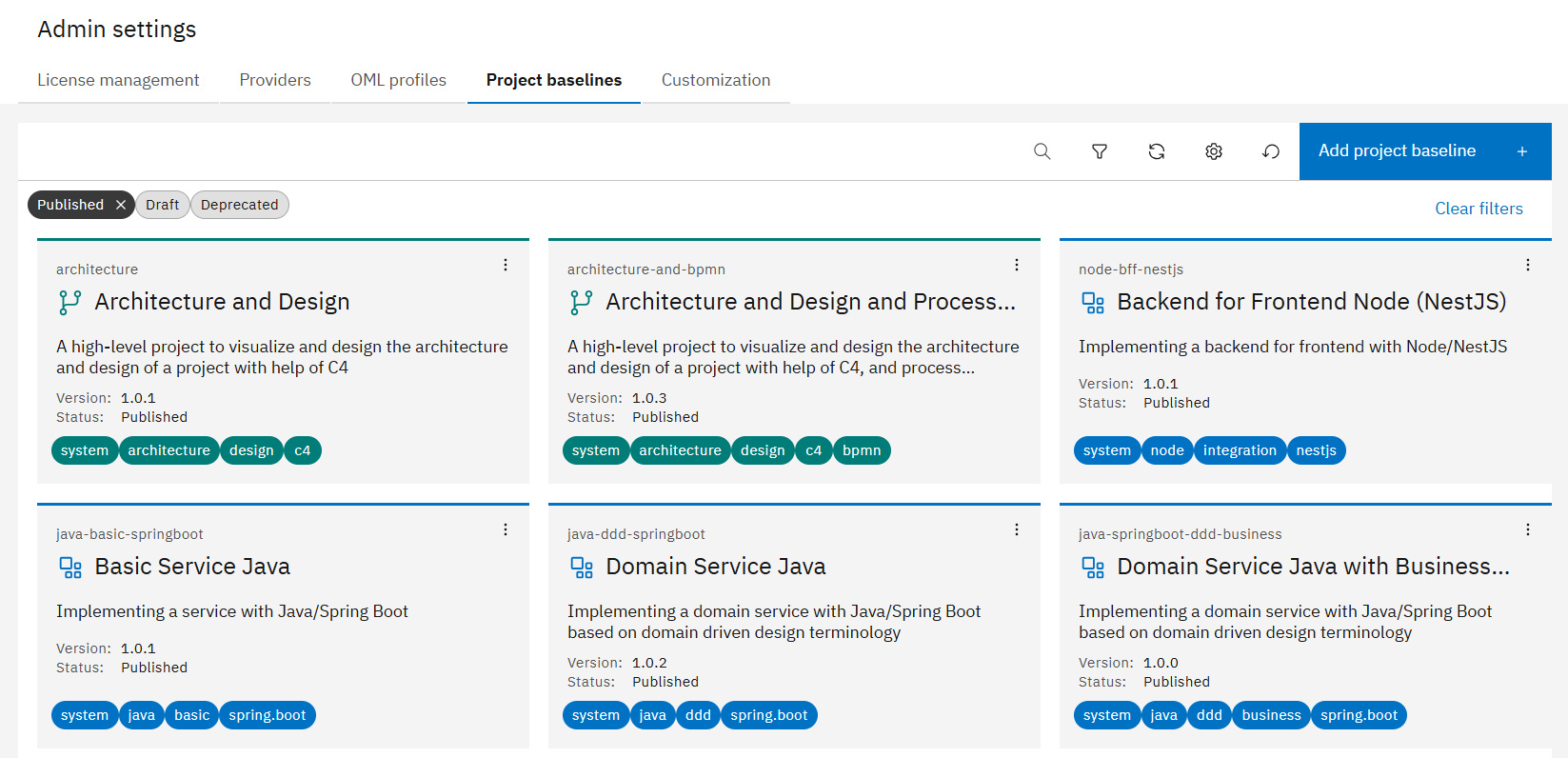 Download Project Baseline from the Workbench 2