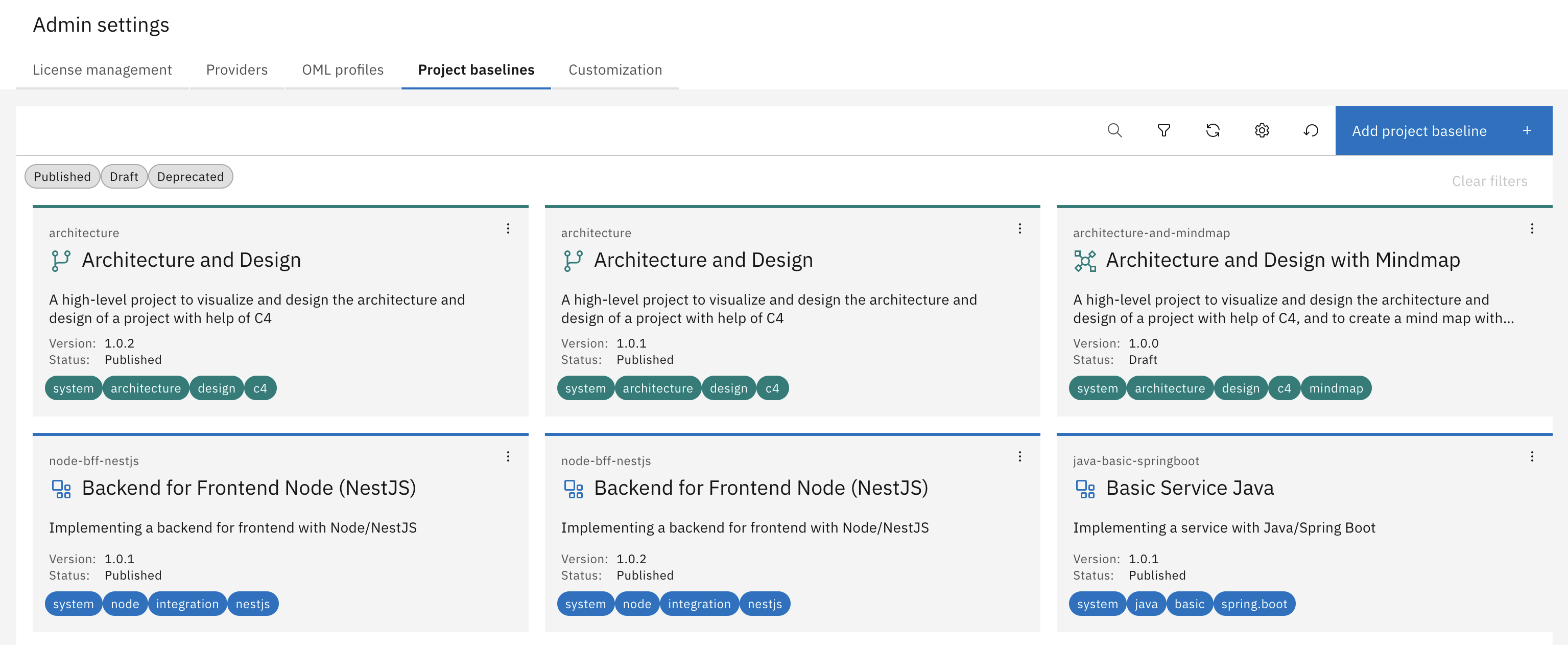 Download Project Baseline from the Workbench 2