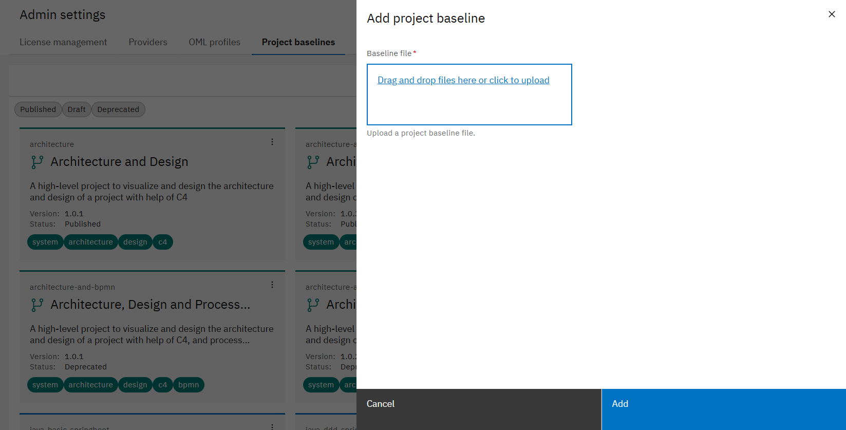 Upload Project Baseline to the Workbench 2