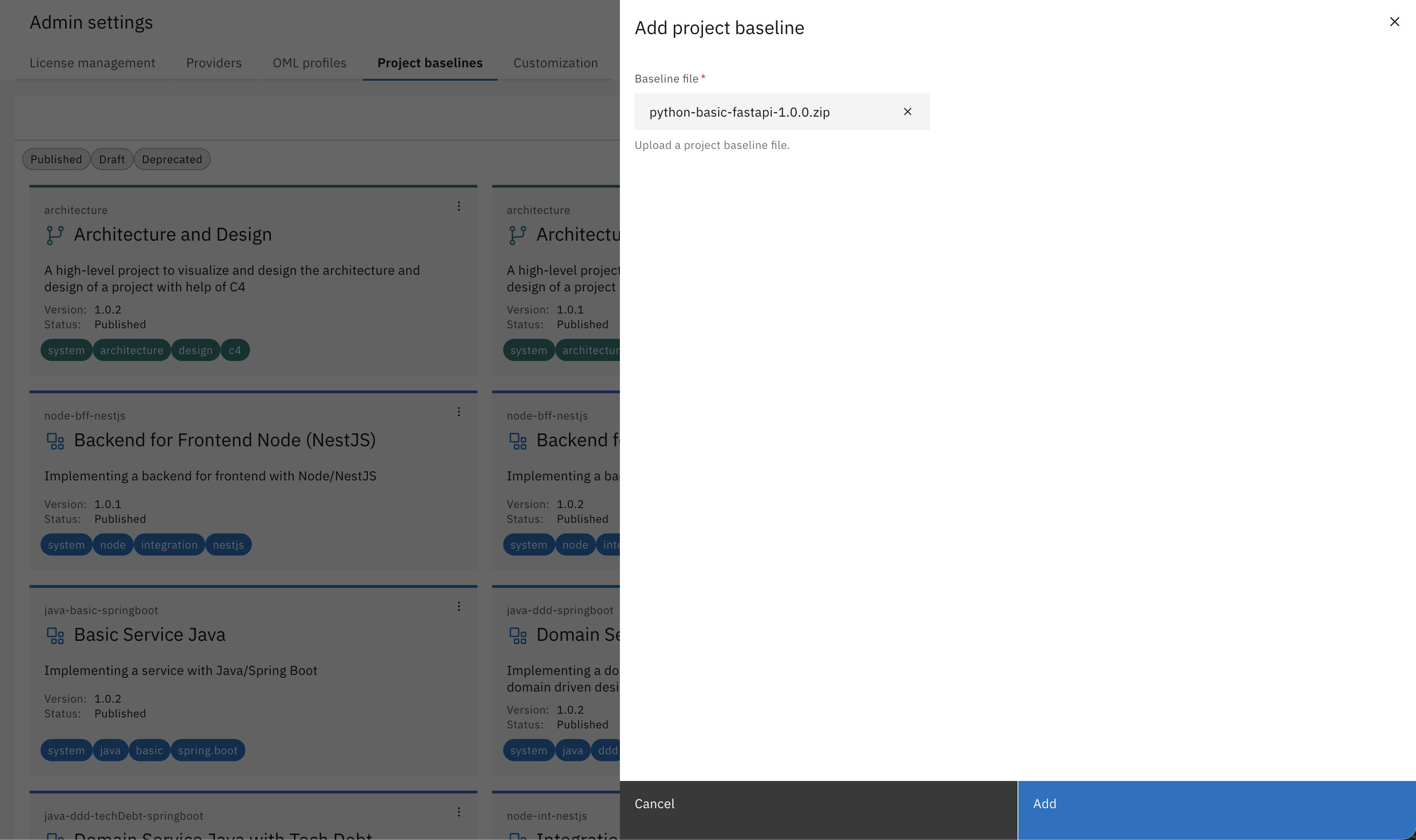 Upload Project Baseline to the Workbench 3