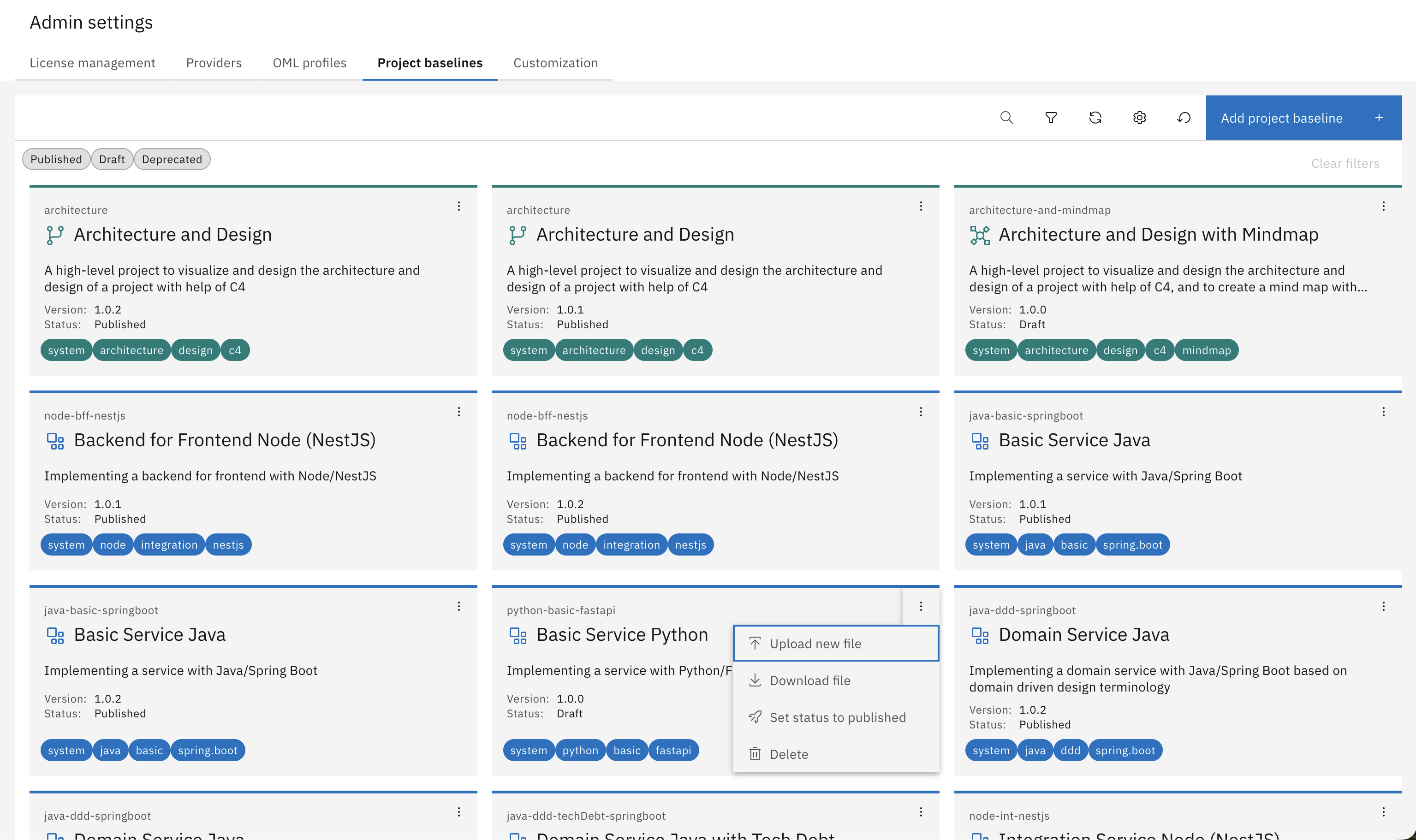 Upload Project Baseline to the Workbench 4
