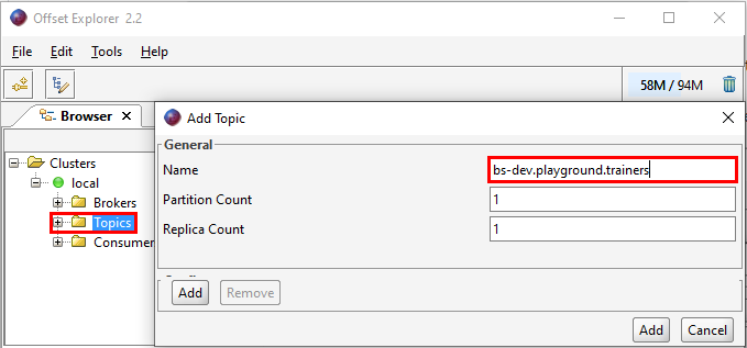 Offset Explorer - Create topic Screenshot