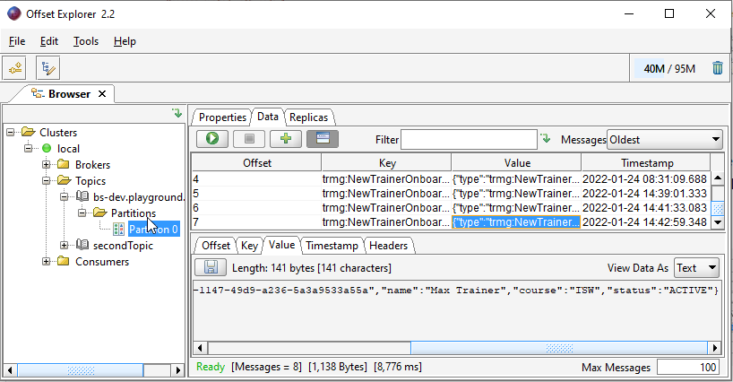 Offset Explorer - Topics / Data Screenshot