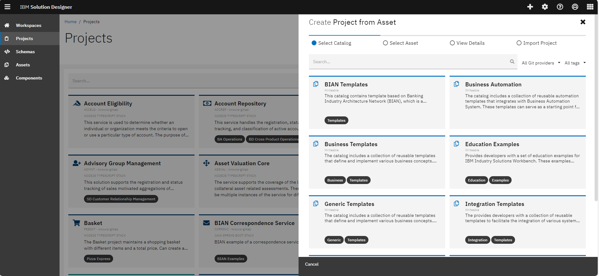 Create Project from Asset
