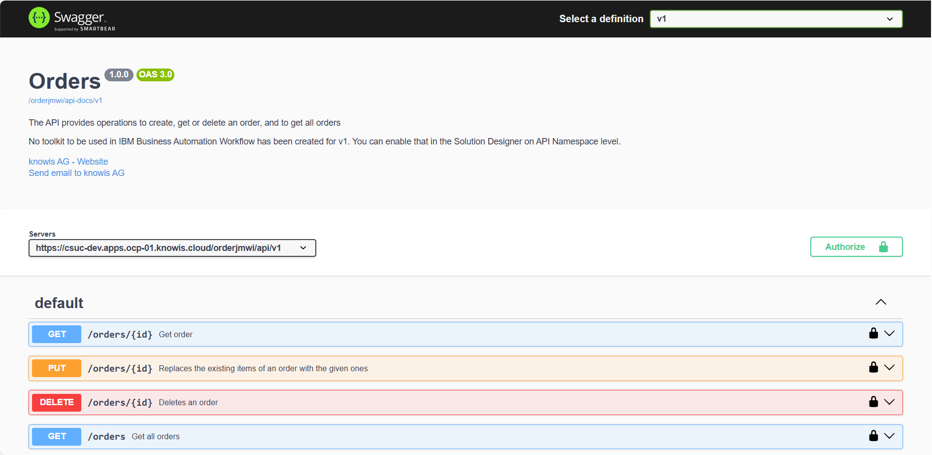 Authorize in Swagger UI