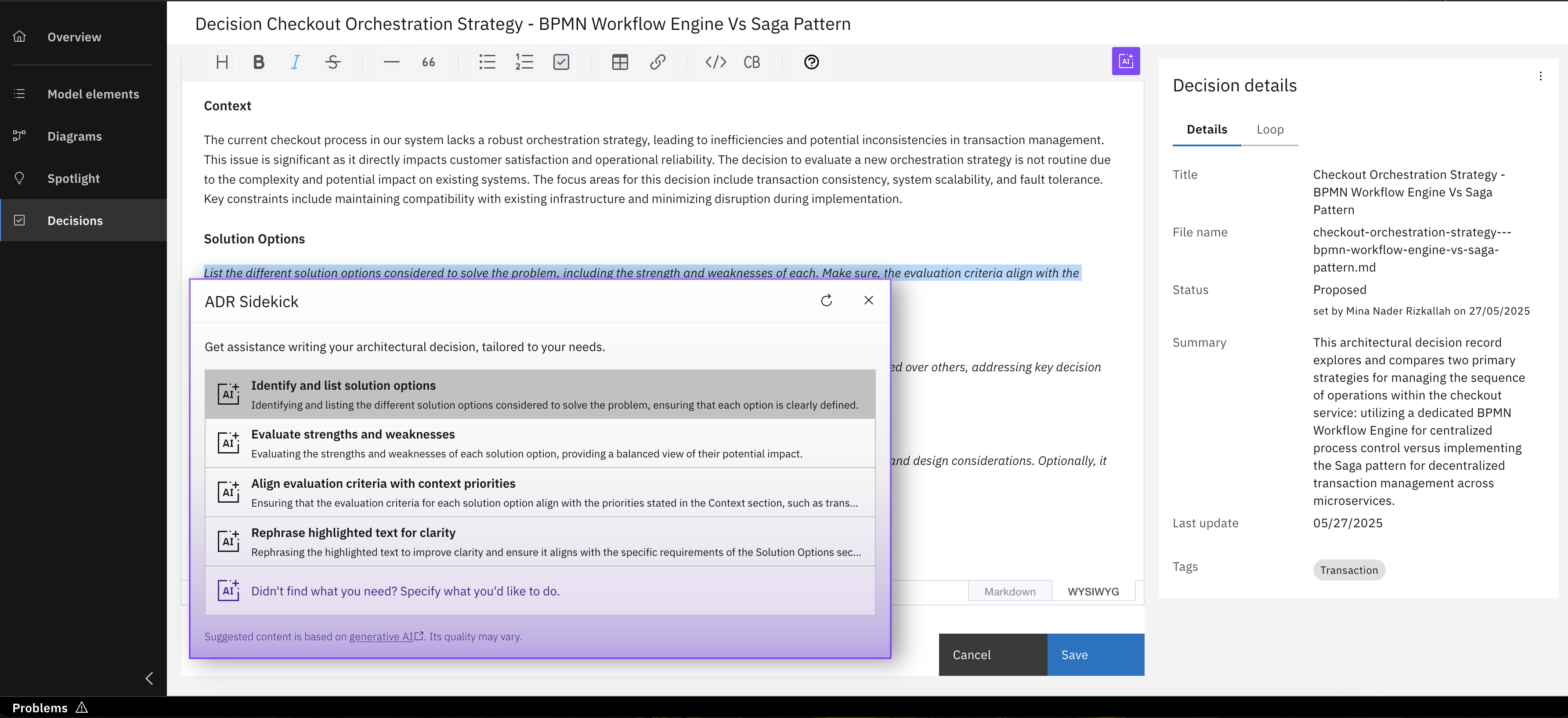 Define Different Options