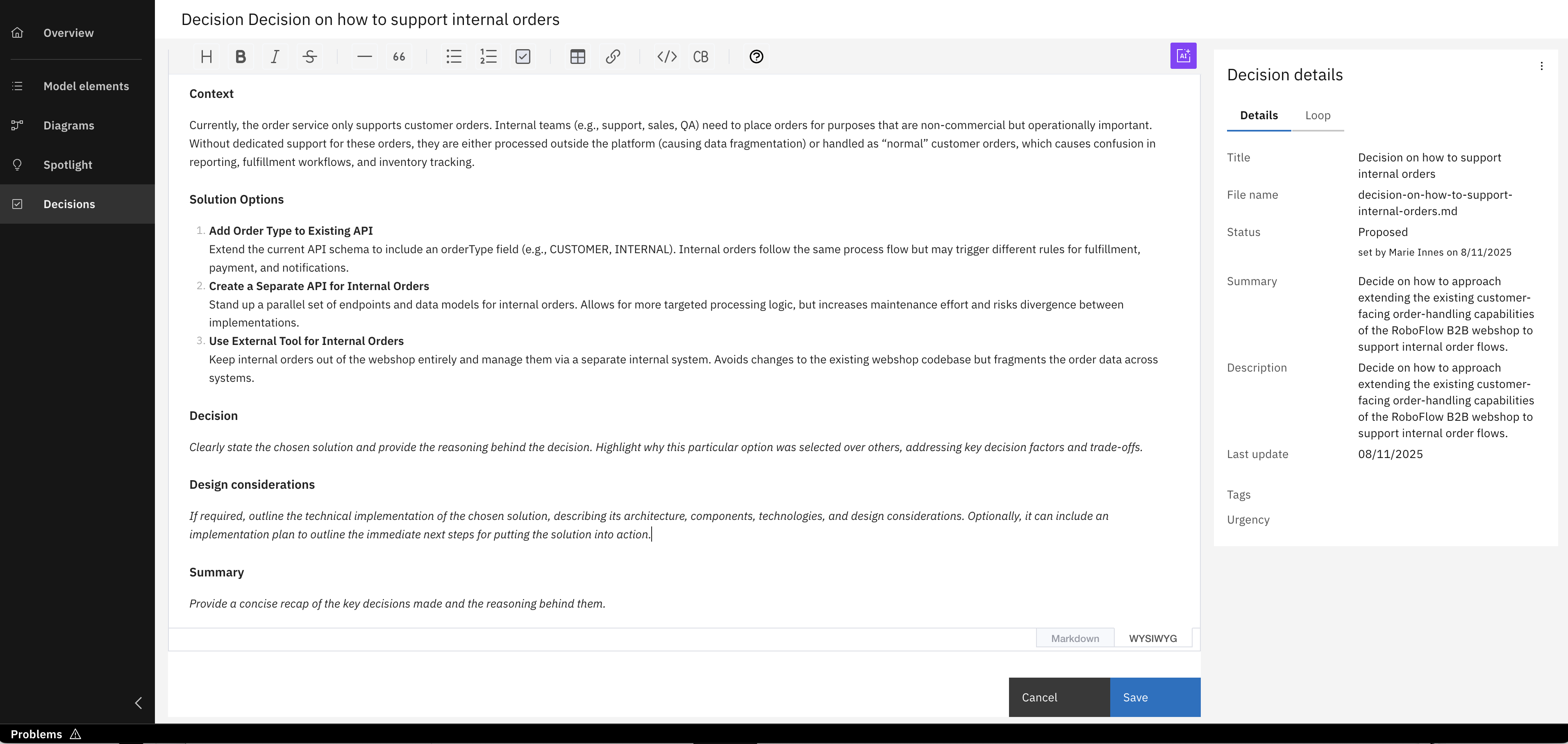 Open Decision and Start Documenting it