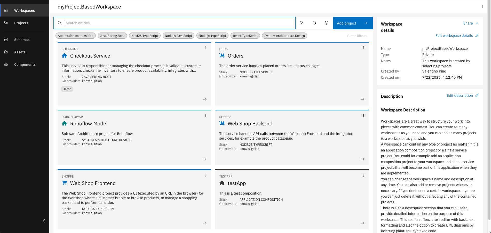 Look inside the workspace