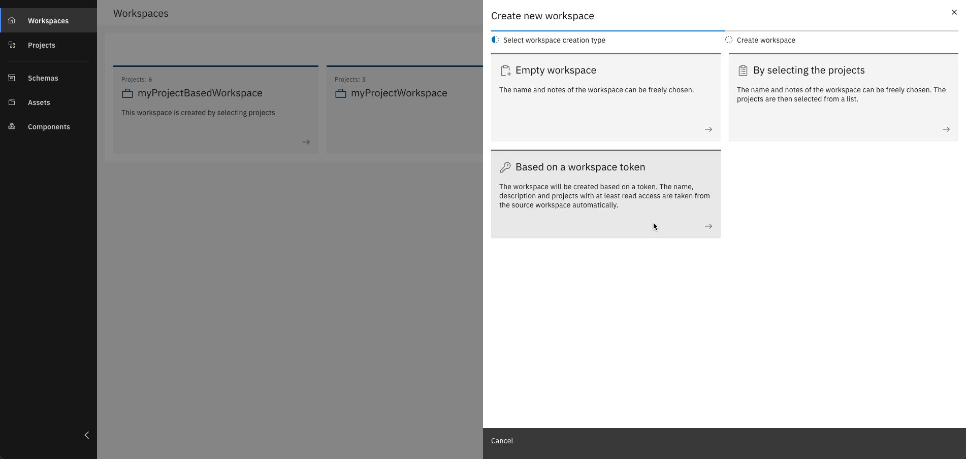 Token based workspace selection