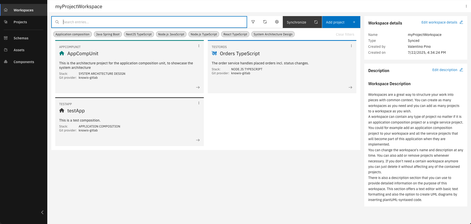 Look inside the workspace