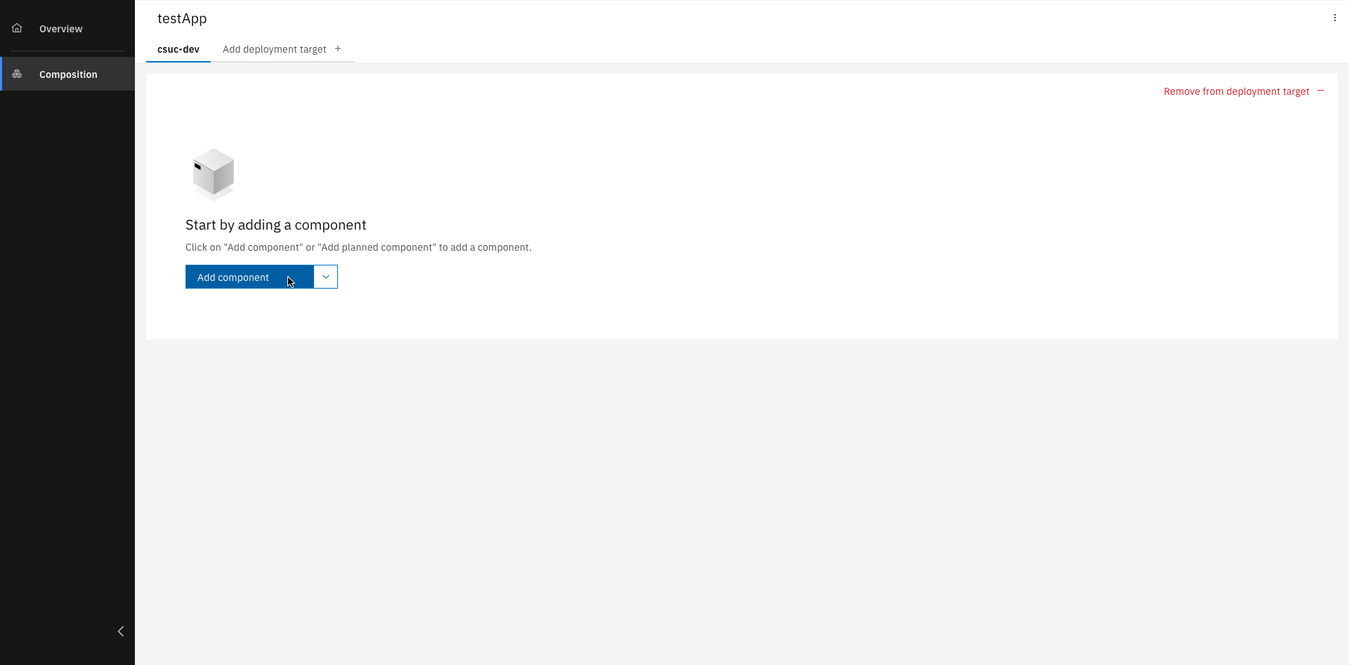 UI showing option to add new components to the composition