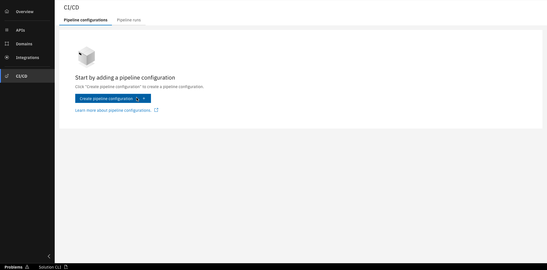 Pipeline page view with creation button