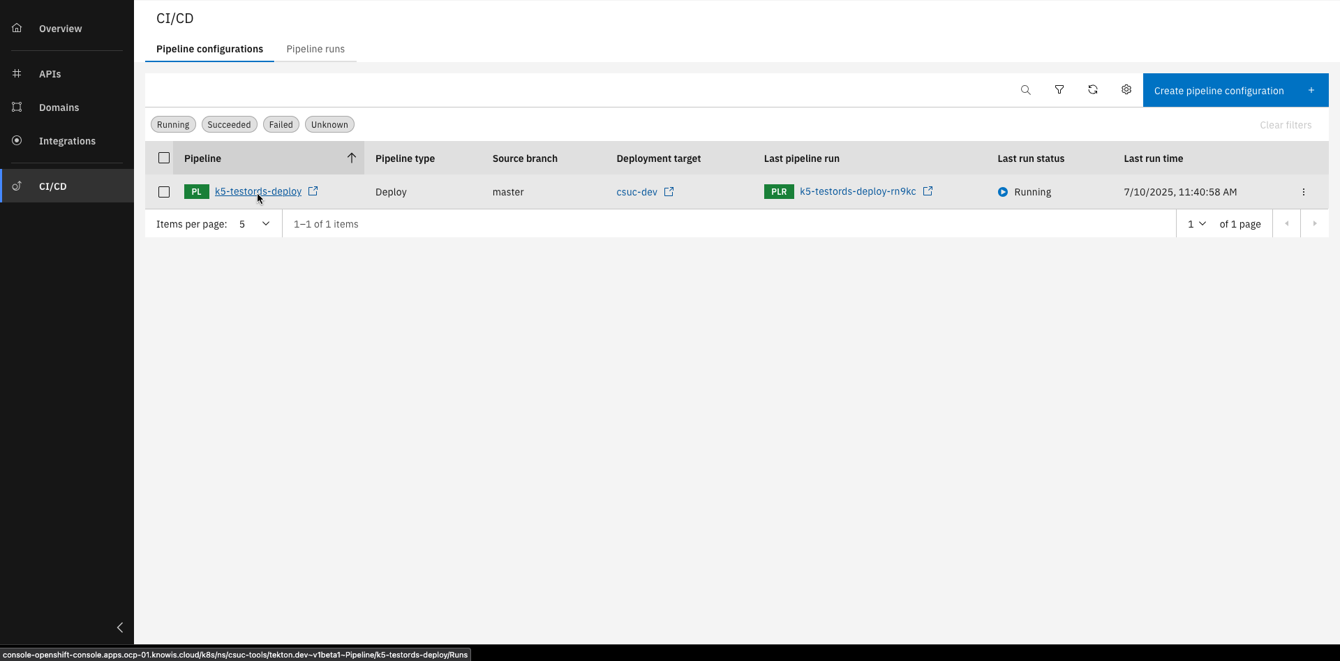 Click on the pipeline name