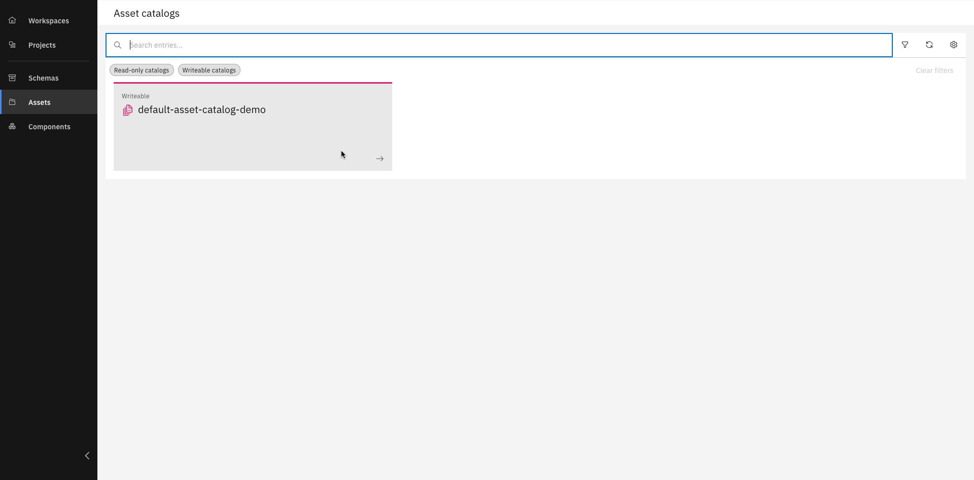 Selecting of the asset catalog