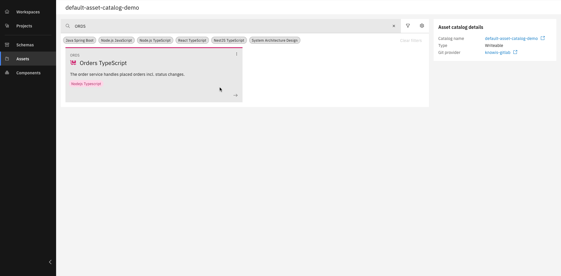 Selecting of the asset