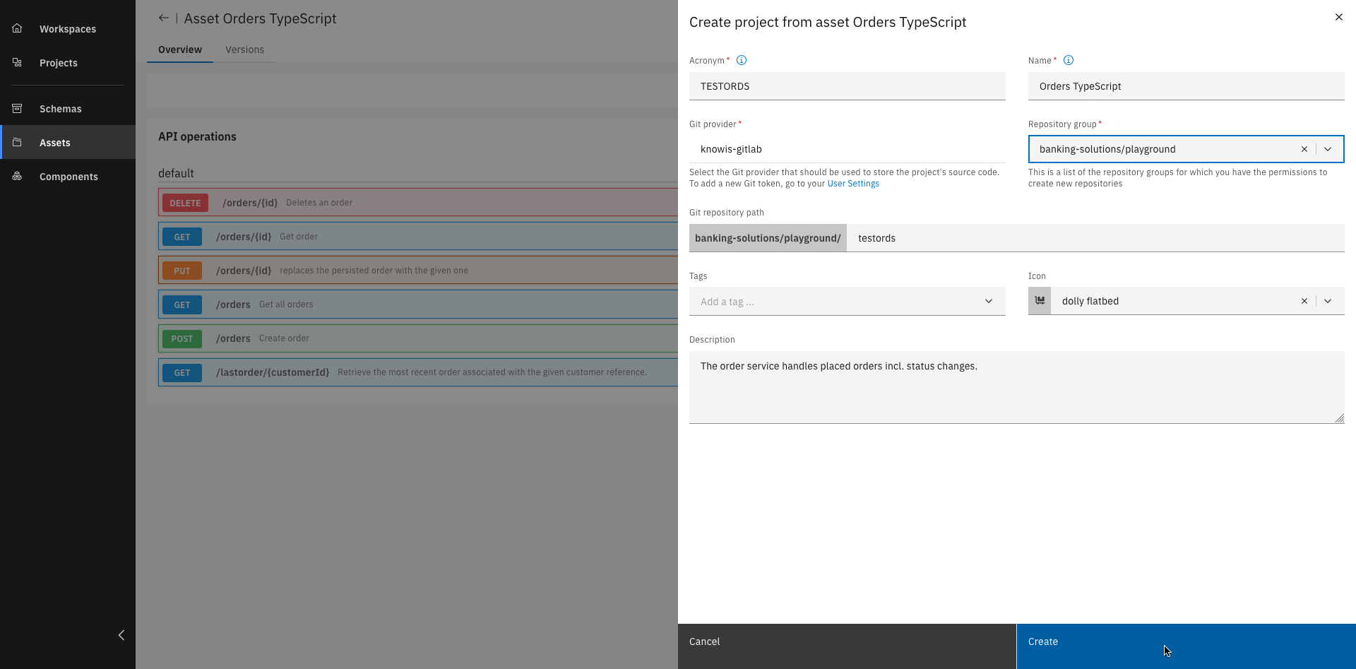 Project creation process