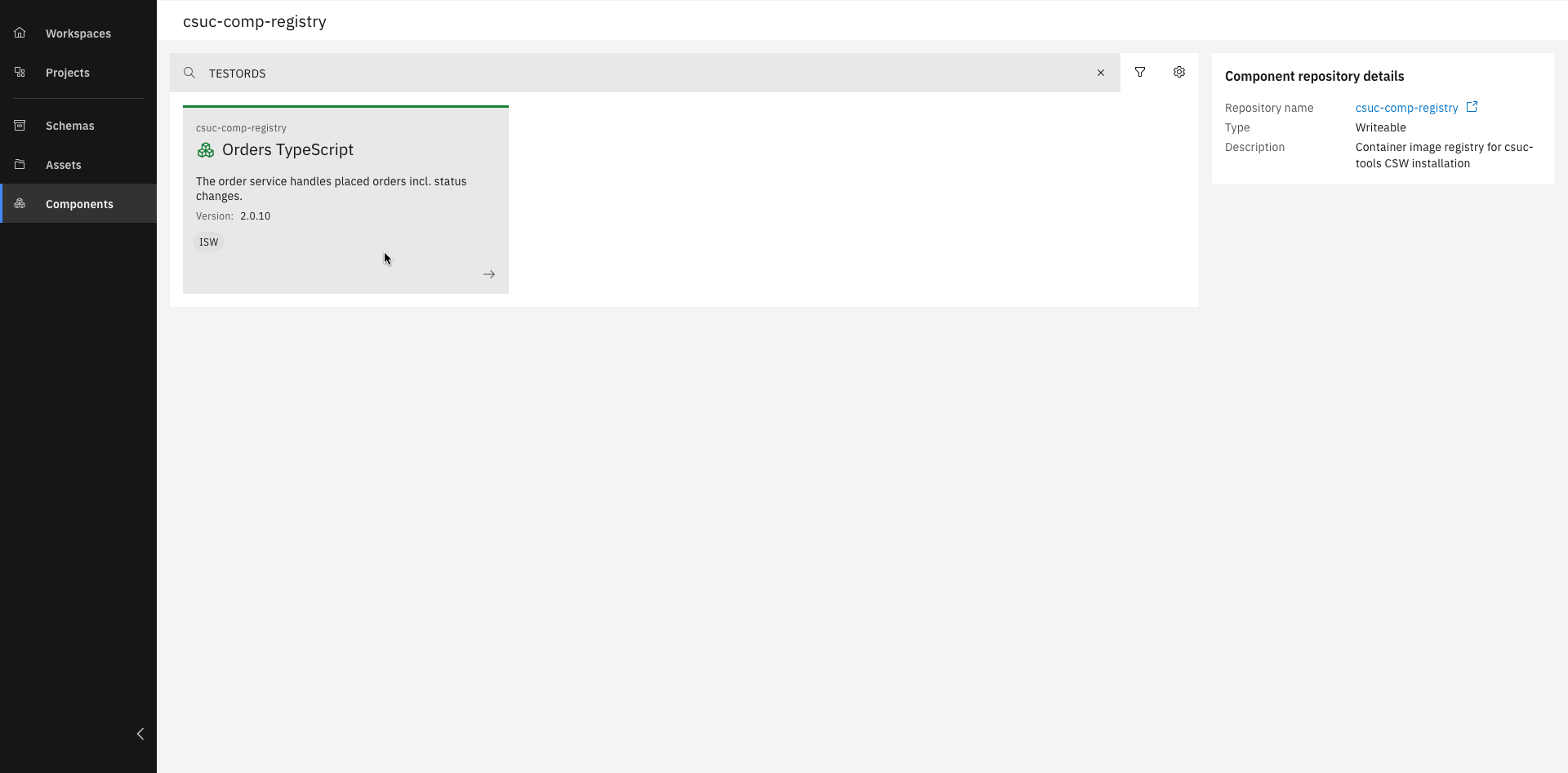 Selection of created component