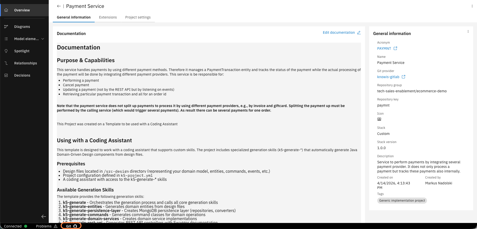 Open the Payment Service in the Solution Designer